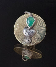 Load image into Gallery viewer, Desert Brass Medallion Cactus Heart and Chrysoprase
