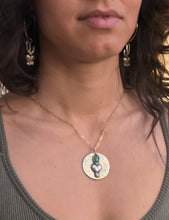 Load image into Gallery viewer, Desert Brass Medallion Cactus Heart and Chrysoprase
