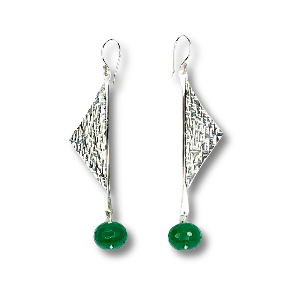 Wind Sterling Silver and Jade Earrings