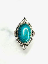 Load image into Gallery viewer, Blooming Garden Oval Turquoise Silver Ring Size 8
