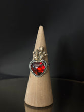 Load image into Gallery viewer, Desert Heart Bloom Garnet Silver and Bronze Ring
