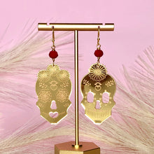 Load image into Gallery viewer, Sugar Skull Catrina Gold Acrylic Earrings
