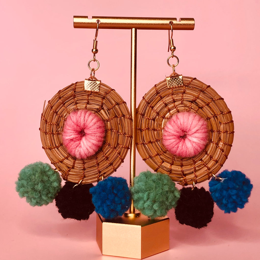 Teotitlan Palm and wool earrings - Bonita