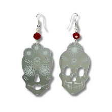 Load image into Gallery viewer, Sugar Skull Catrina Silver Acrylic Earrings
