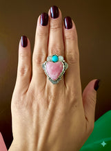 Load image into Gallery viewer, Blooming Corazon Rhodochrosite and Turquoise Size 7
