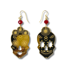 Load image into Gallery viewer, Sugar Skull Catrina Gold Acrylic Earrings
