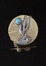 Load image into Gallery viewer, Desert Brass Medallion Saguaro and Turquoise Moon
