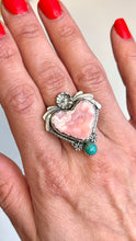 Load image into Gallery viewer, Pink in Love Rhodochrosite and Turquoise Silver Ring - Size 8
