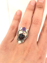 Load image into Gallery viewer, Mexican Fire Opal and Amethyst Cosmic Heart 3
