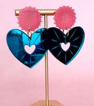 Load image into Gallery viewer, Blooming Cactus Teal and Pink Flower Earrings
