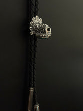 Load image into Gallery viewer, Quetzalcoatl Bolo Tie Sterling Silver and Black Leather
