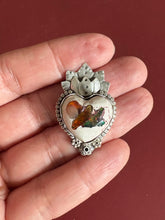 Load image into Gallery viewer, Blooming Lotus 7 Sterling Silver and Mexican Fire Heart Opal
