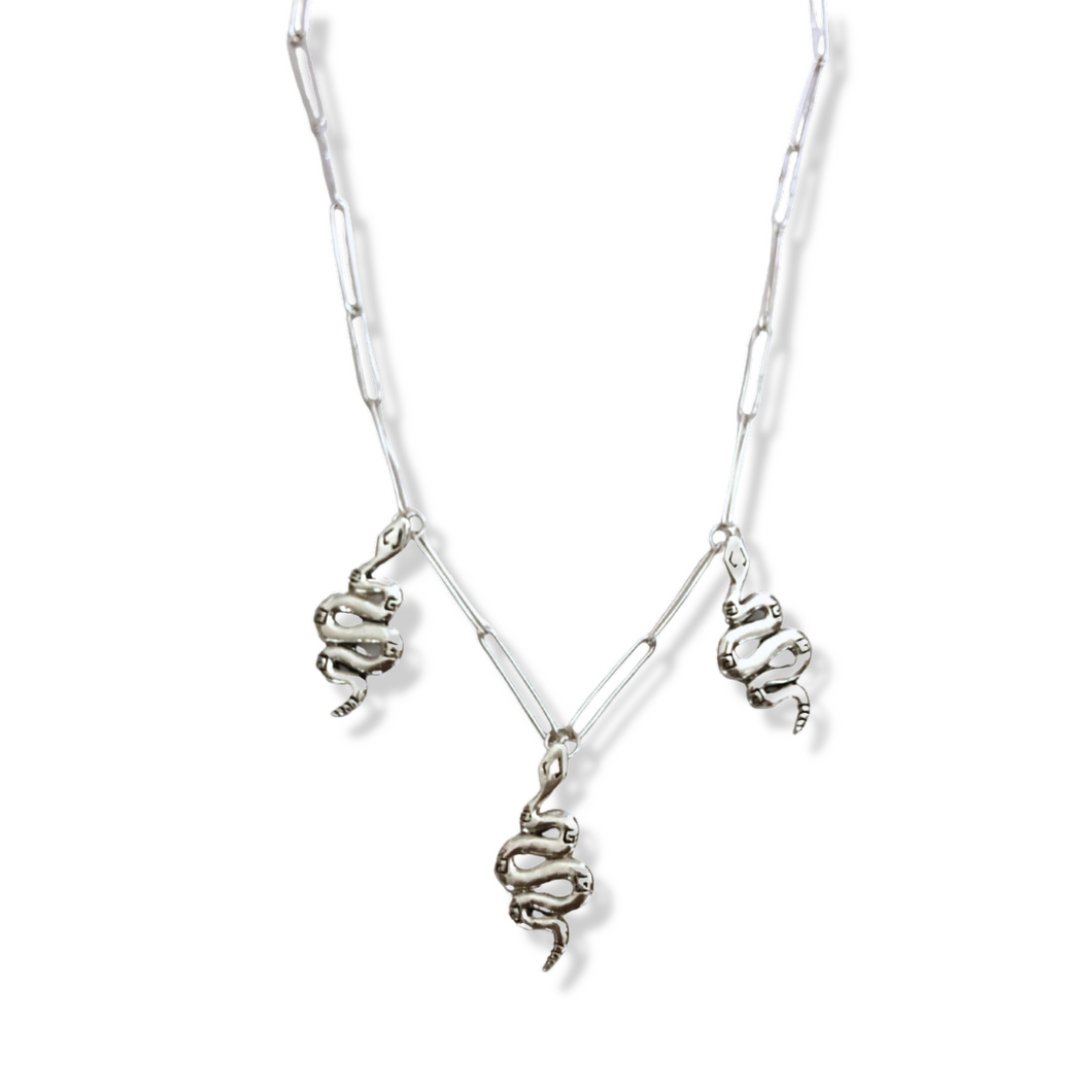 3 Rising Serpent Silver Necklace