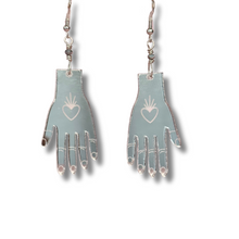 Load image into Gallery viewer, Manos Silver Acrylic Earrings

