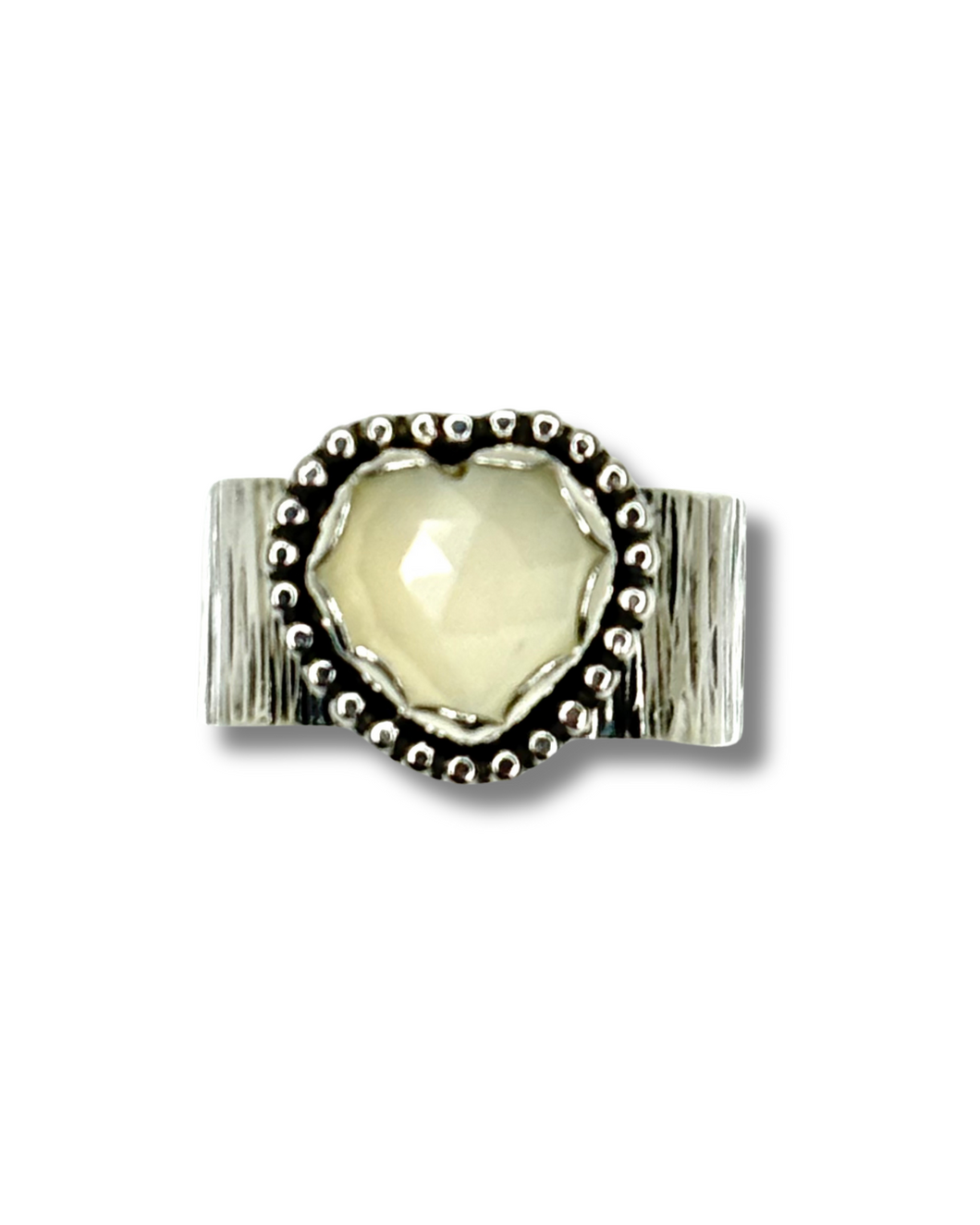 Radiant Love Sterling Silver Ring with Gray Moon gemstone