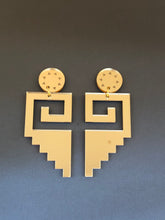 Load image into Gallery viewer, Mitla Mosaic Gold Acrylic Earrings
