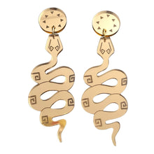 Load image into Gallery viewer, Rising Serpents Gold  Acrylic Earrings
