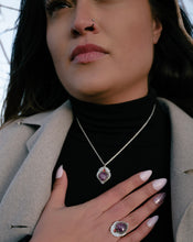 Load image into Gallery viewer, Star Sapphire and Garnet Heart Silver Necklace
