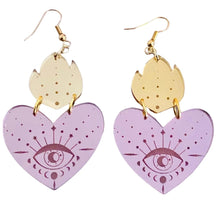 Load image into Gallery viewer, Cosmic Corazones Rose Gold Acrylic Earrings
