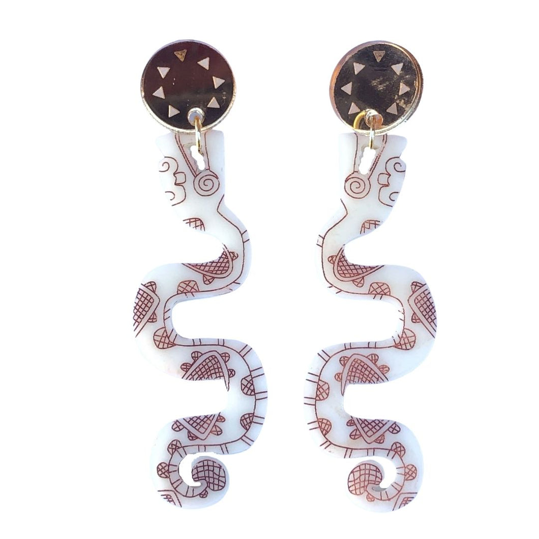Maya Acending Serpent Acrylic Earrings