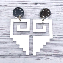 Load image into Gallery viewer, Mitla Mosaic Silver Acrylic Earrings
