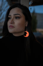 Load image into Gallery viewer, Luna and Star Iridescent and Rose Gold Acrylic Earrings
