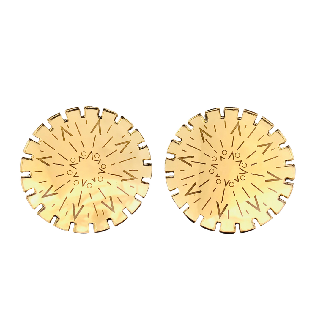 Sun Diosa Gold Acrylic Disk Earrings