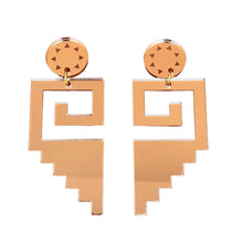 Load image into Gallery viewer, Mitla Mosaic Gold Acrylic Earrings
